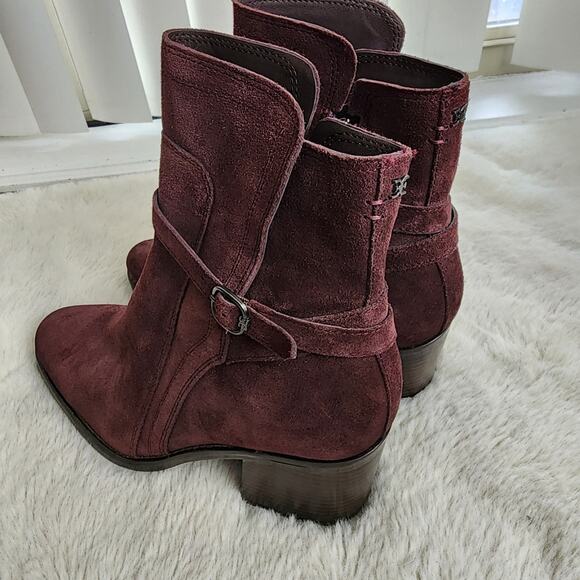 NEW Sam Edelman Simona Block Heel Burgundy Leather Ankle Bootie 8.5 - Picture 10 of 12